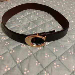 Coach Dark Brown Belt with Gold Buckle